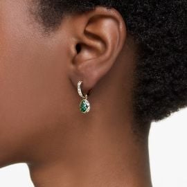 Chroma drop earrings Pear cut Green 18K gold finish Swarovski at Swarovski